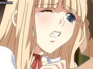 Blondýna anime teší ťažký skrutkovanie